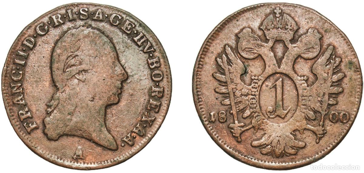 Monedas antiguas de Europa: Austria Empire 1800 A 1 Kreuzer - Francis II Copper Vienna Mint 4.2g VF KM 2111 Adamo C2 Sch&ouml;n DM