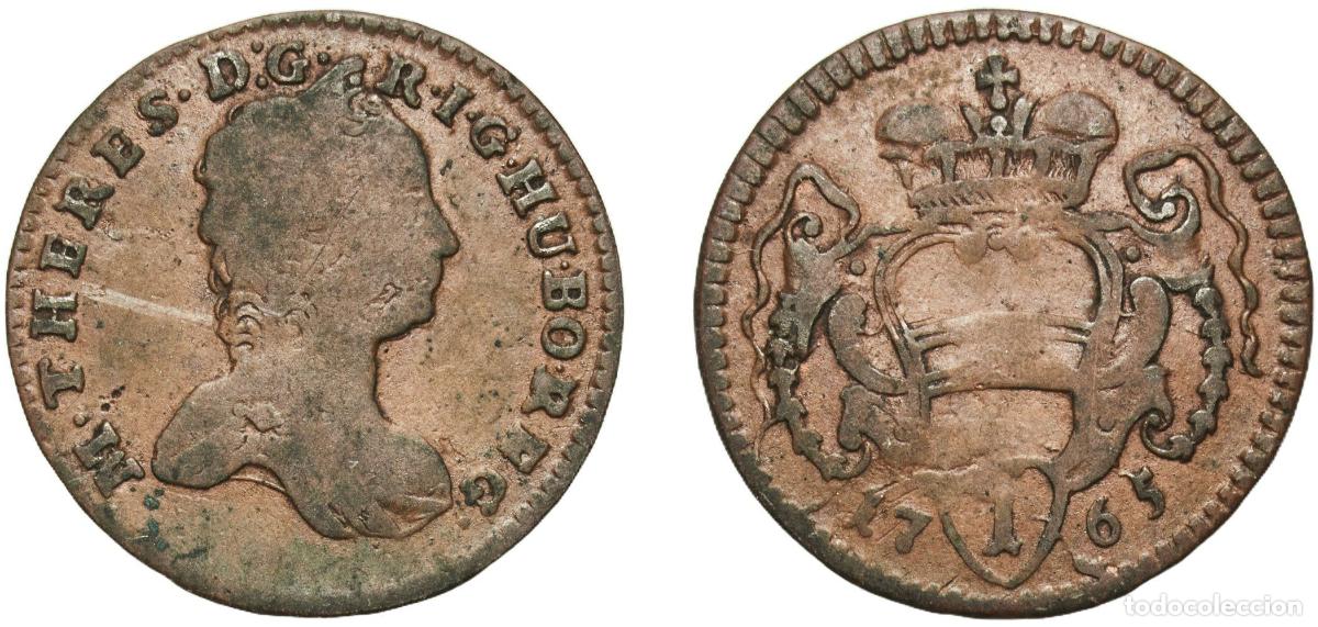 Monedas antiguas de Europa: Austria Empire 1765 1 Pfennig - Maria Theresia Copper Vienna Mint 2.26g VF Herinek 1740-1969 1710