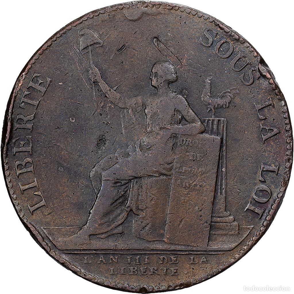 Monedas antiguas de Europa: [#1530130] Francia, Monneron de 2 Sols, 1791, Birmingham, Cobre, BC+