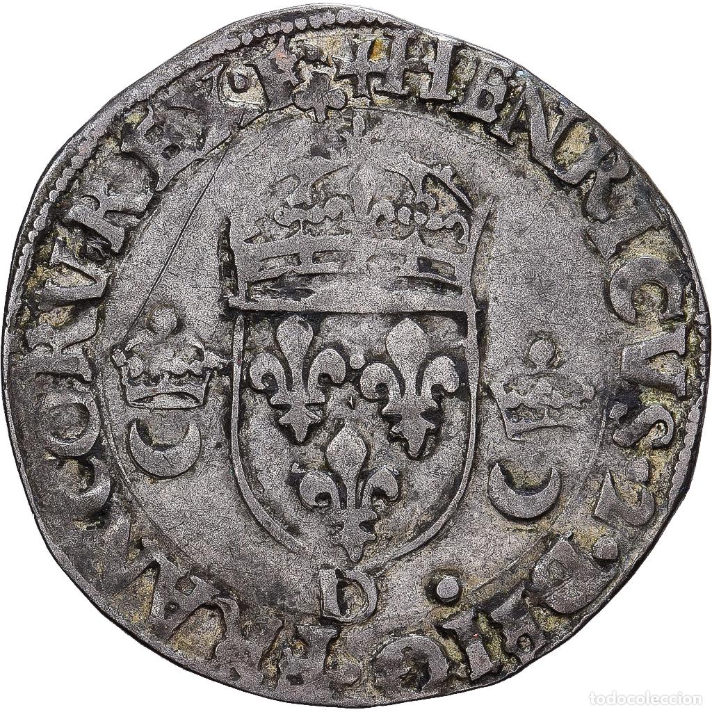 Monedas antiguas de Europa: [#1202862] Francia, Douzain aux croissants, 1550, Lyon, Vell&oacute;n, MBC, Gadoury:357