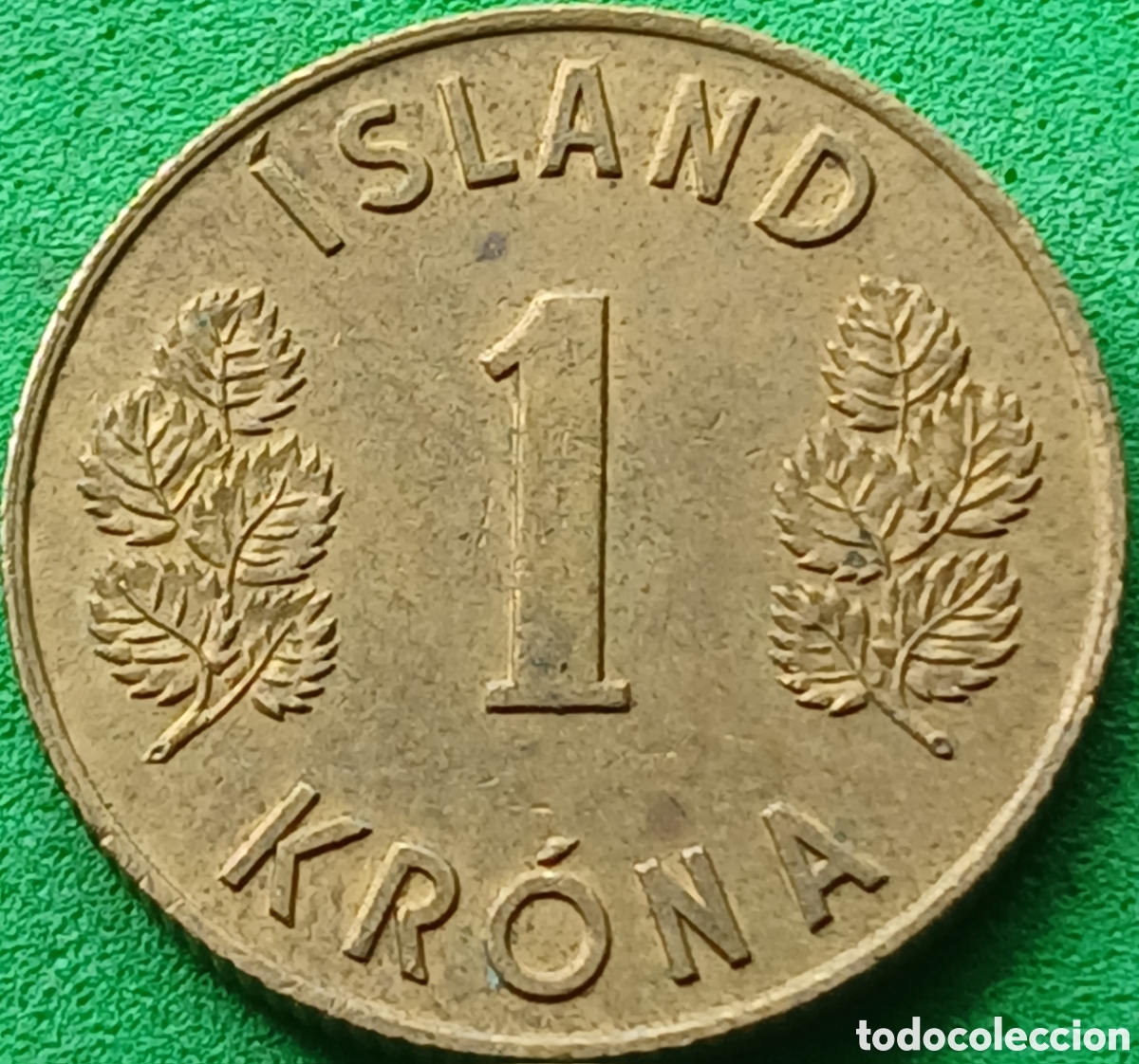 Moedas antigas da Europa: Islandia 1 corona 1959 km#12a poco com&uacute;n