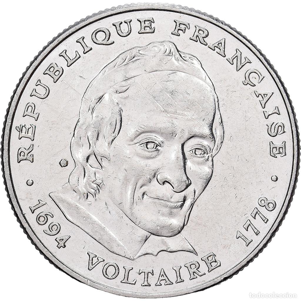 Monedas antiguas de Europa: [#1513257] Francia, 5 Francs, Voltaire, 1994, Pessac, N&iacute;quel recubierto de cobre -