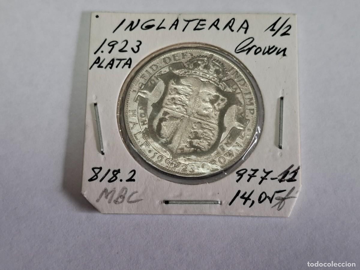 Monedas antiguas de Europa: 1/2 CROWN de PLATA de 1923 KM 818.2 INGLATERRA en MBC