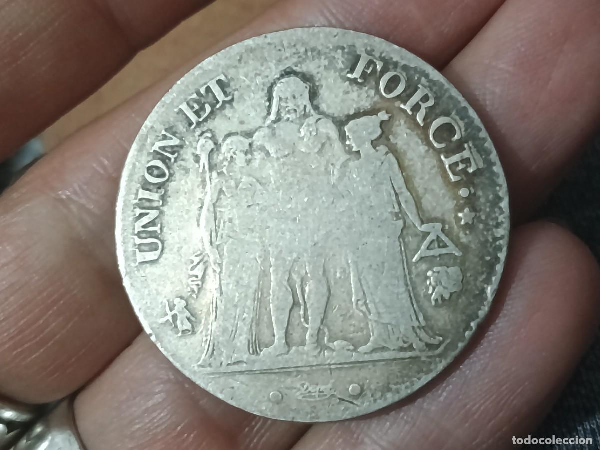 Monete antiche di Europa: Francia 5 francos Bayona Bayonne L. 1800. An 8 Revoluci&oacute;n francesa. Plata. Union et Force. Rara