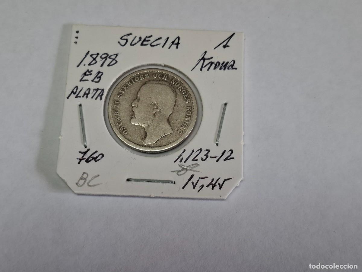 Monedas antiguas de Europa: 1 KRONA de PLATA de 1898 EB KM 760 SUECIA en BC