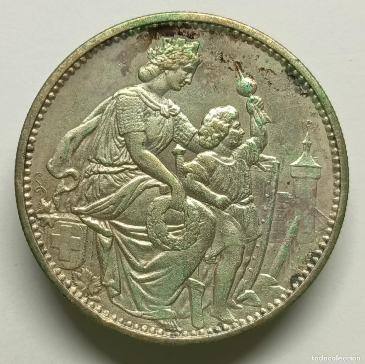 Monedas antiguas de Europa: SUIZA 5 MONEDAS DE de 5 FRANCOS PLATA SIGLO XIX. Serie &ldquo;SHOTTING FEST&rdquo;. RARAS EN ESTA CALIDAD