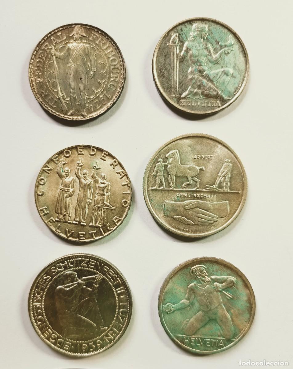 Monedas antiguas de Europa: SUIZA 8 MONEDAS DE 5 FRANCOS PLATA. CONMEMORATIVAS. RARAS EN ESTA CALIDAD