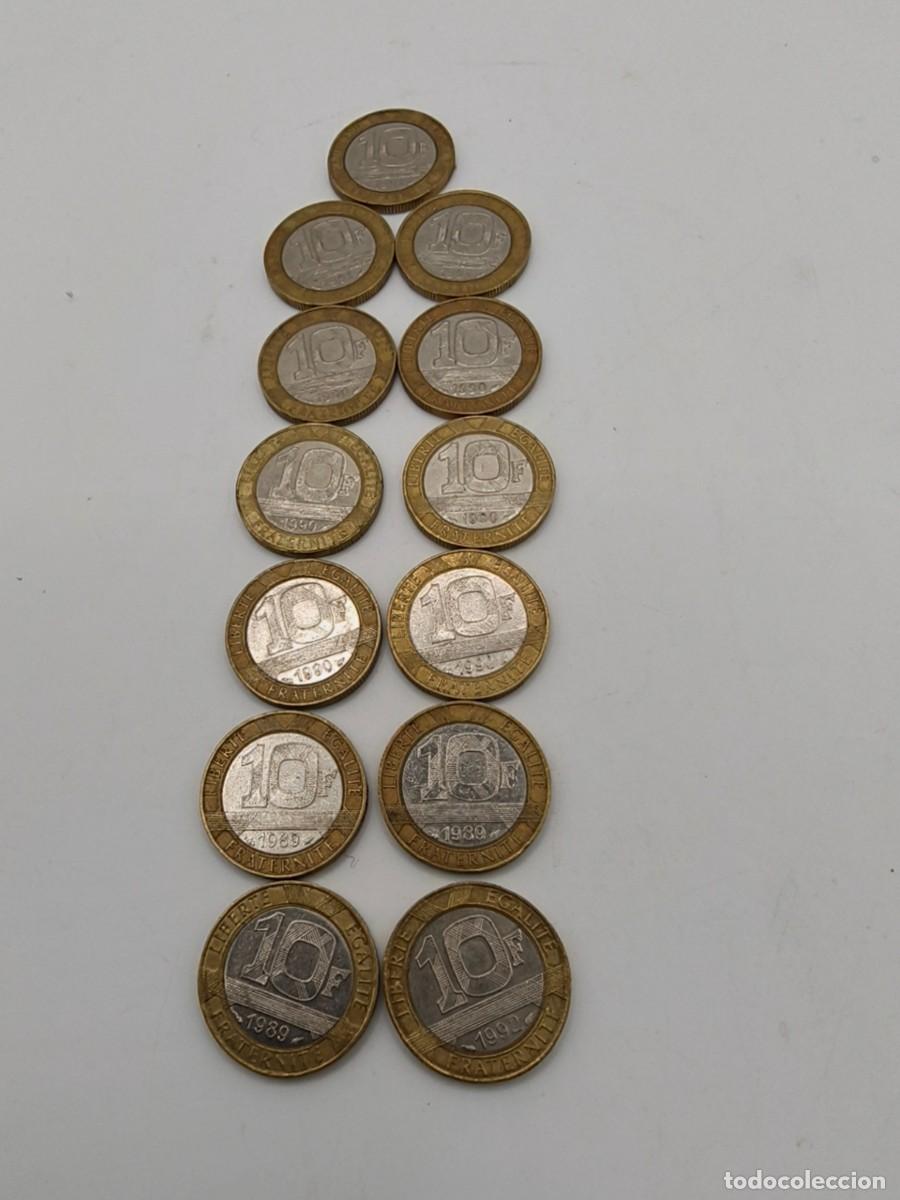 Monedas antiguas de Europa: Lote 13 monedas de Francos,buen estado , no han sido limpiadas, con nada.