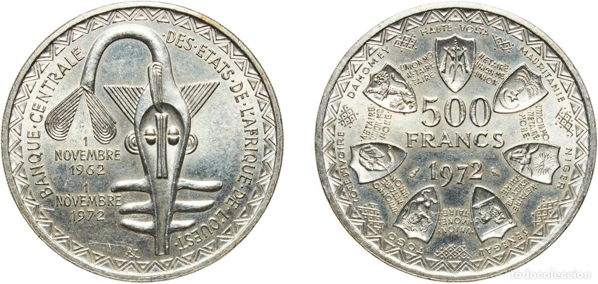 Monedas antiguas de Europa: Western African States Central Bank of Western African States 1972 500 Francs CFA (Monetary Union)