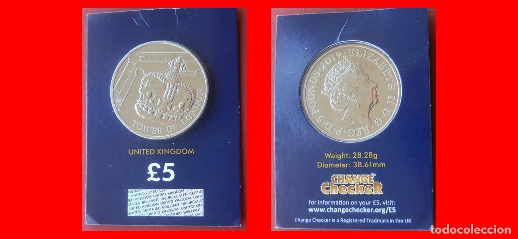 Monedas antiguas de Europa: 5 LIBRAS POUNDS 2019 SIN CIRCULAR CHANGE CHECKER INGLATERRA REINO UNIDO-9037SC