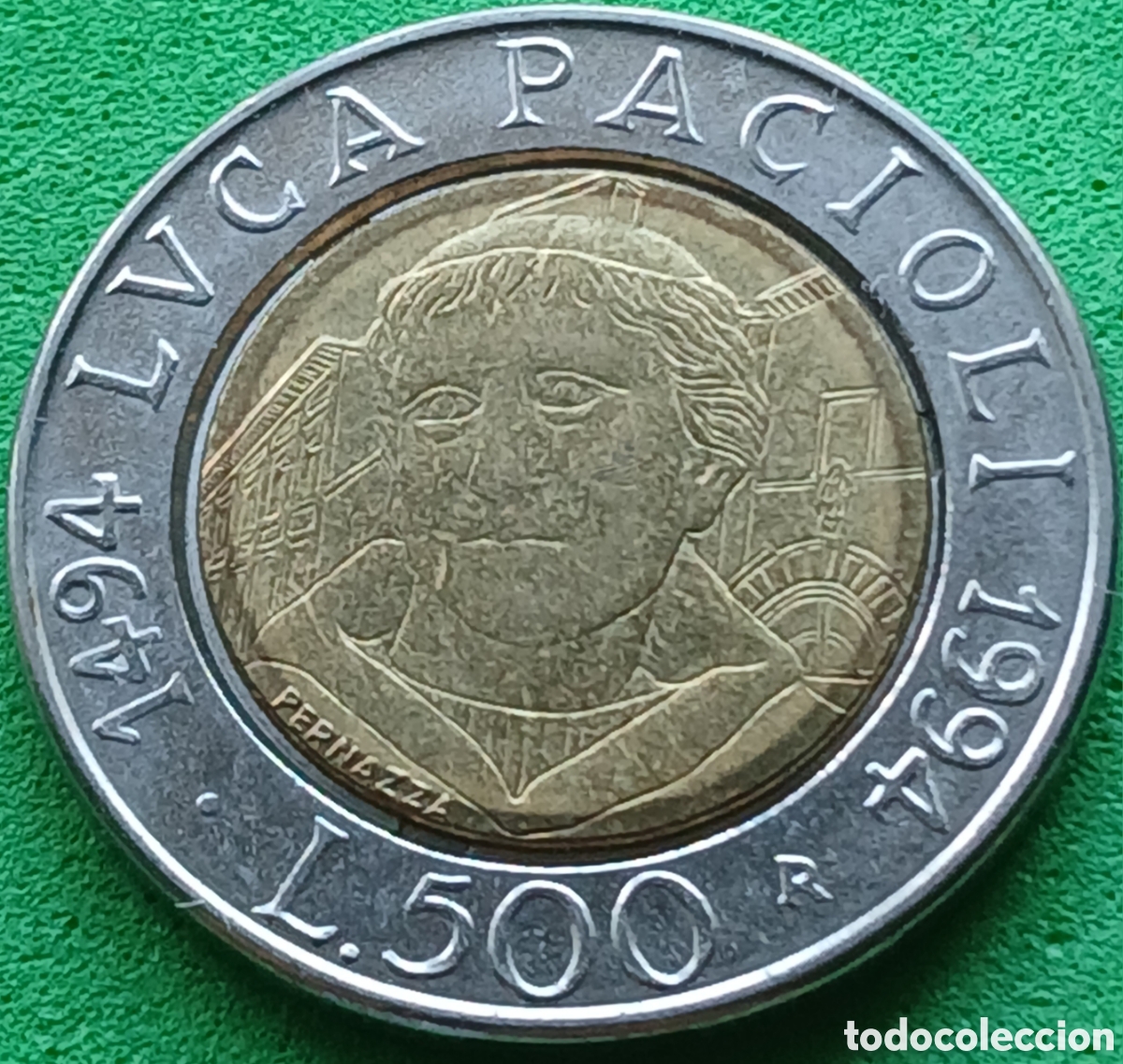 Monedas antiguas de Europa: Italia 500 liras 1994 km#167 Luca Pacioli
