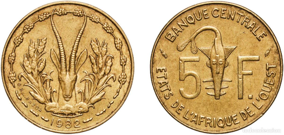 Monedas antiguas de Europa: Western African States Central Bank of Western African States 1982 5 Francs CFA Aluminium-nickel-br