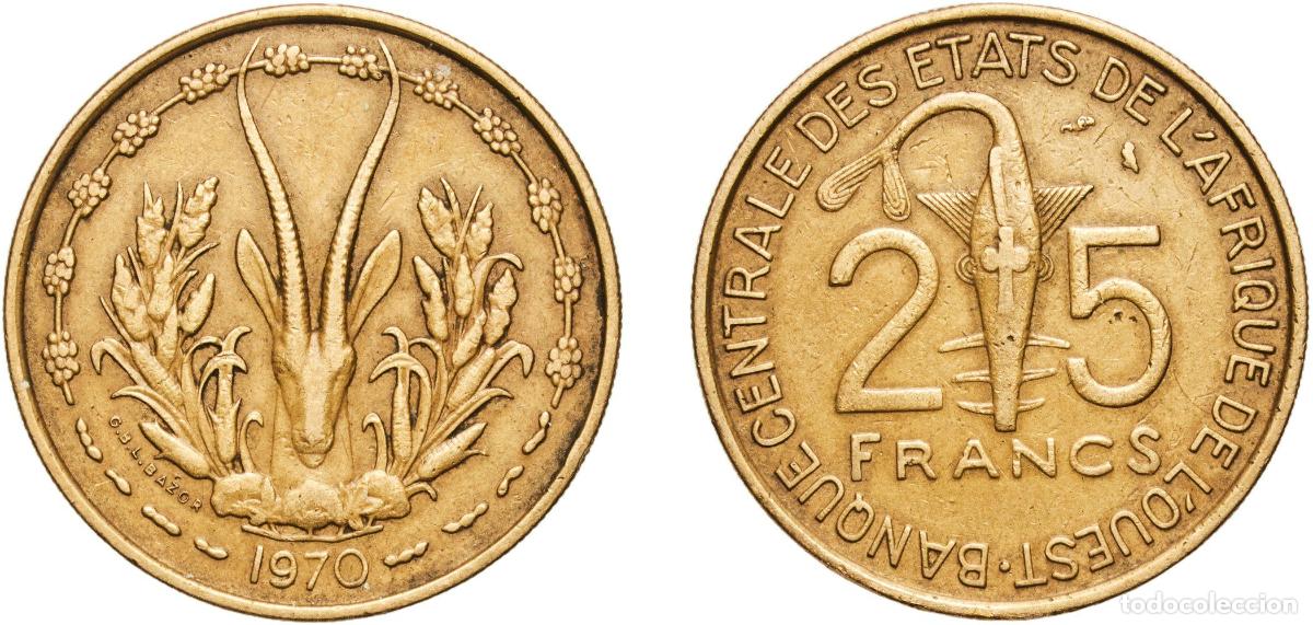 Monedas antiguas de Europa: Western African States Central Bank of Western African States 1970 25 Francs CFA Aluminium bronze (