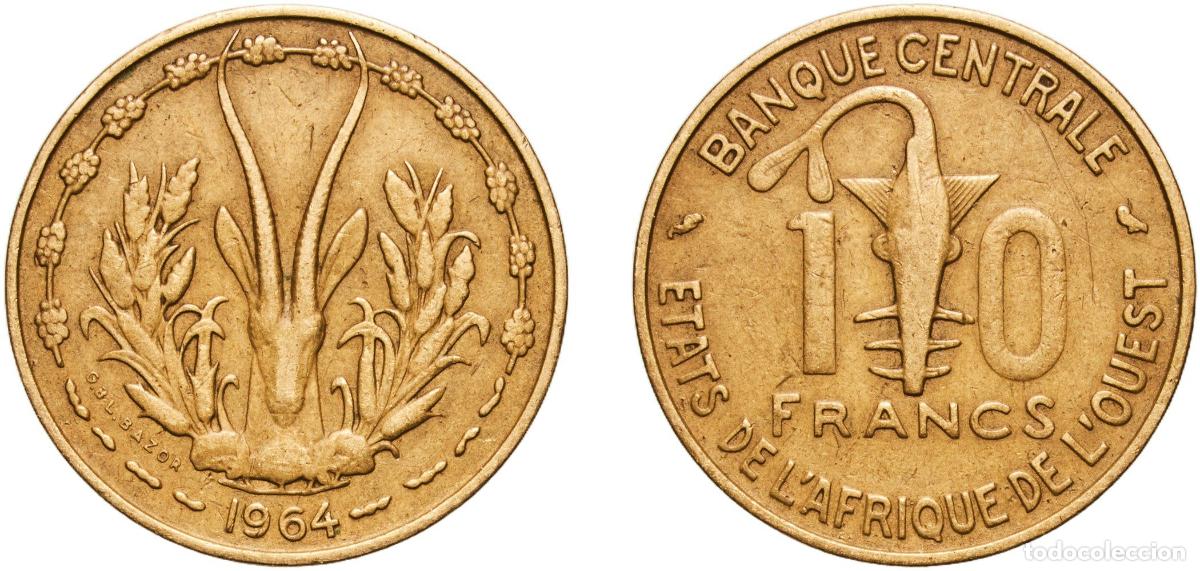 Monedas antiguas de Europa: Western African States Central Bank of Western African States 1964 10 Francs CFA Aluminium bronze (