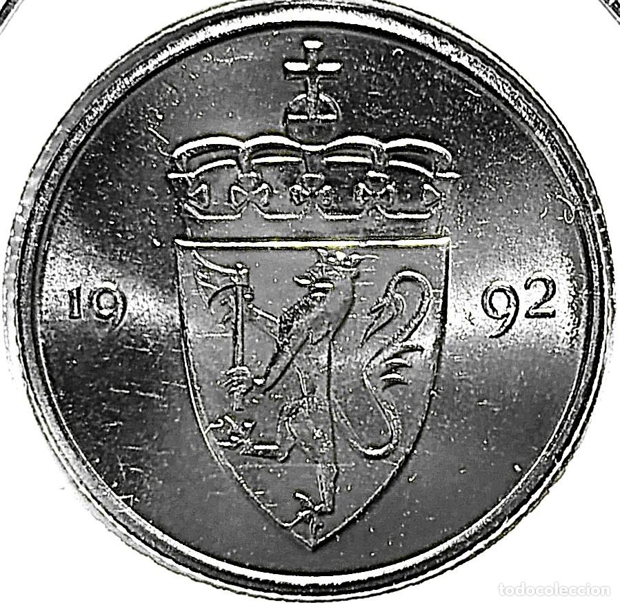 Monedas antiguas de Europa: NORUEGA (1992-) - 50 ORE 1992 - REY HARALD V - A - 4,80 GR. CUPRONIQUEL - DIAMETRO 22 mm - KM#418
