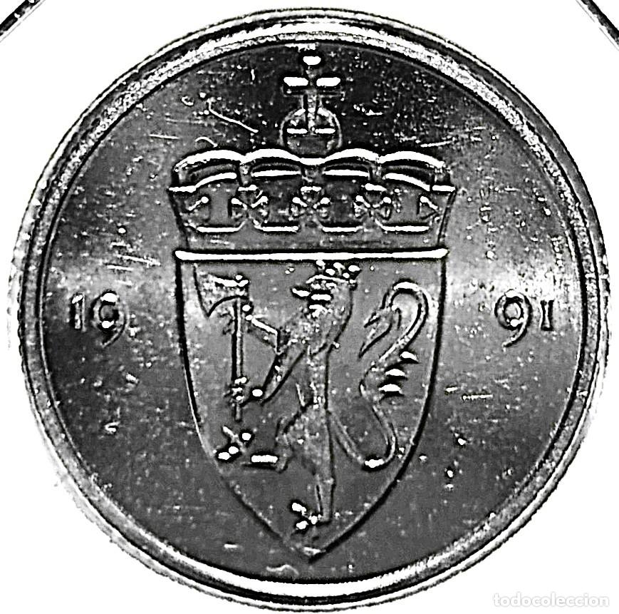 Monedas antiguas de Europa: NORUEGA (1958-1991) - 50 ORE 1991 - REY OLAF V - A - 4,80 GR. CUPRONIQUEL - DIAMETRO 22 mm - KM#418
