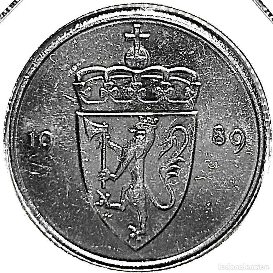 Monedas antiguas de Europa: NORUEGA (1958-1991) - 50 ORE 1989 - REY OLAF V - A - 4,80 GR. CUPRONIQUEL - DIAMETRO 22 mm - KM#418