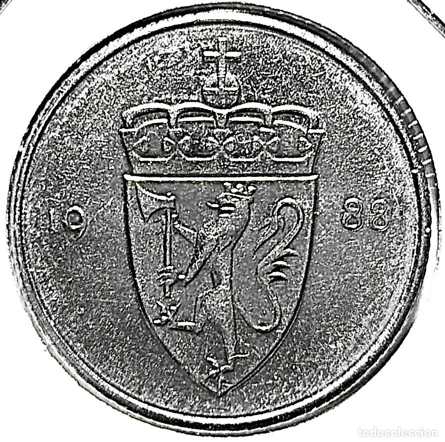 Monedas antiguas de Europa: NORUEGA (1958-1991) - 50 ORE 1988 - REY OLAF V - A - 4,80 GR. CUPRONIQUEL - DIAMETRO 22 mm - KM#418