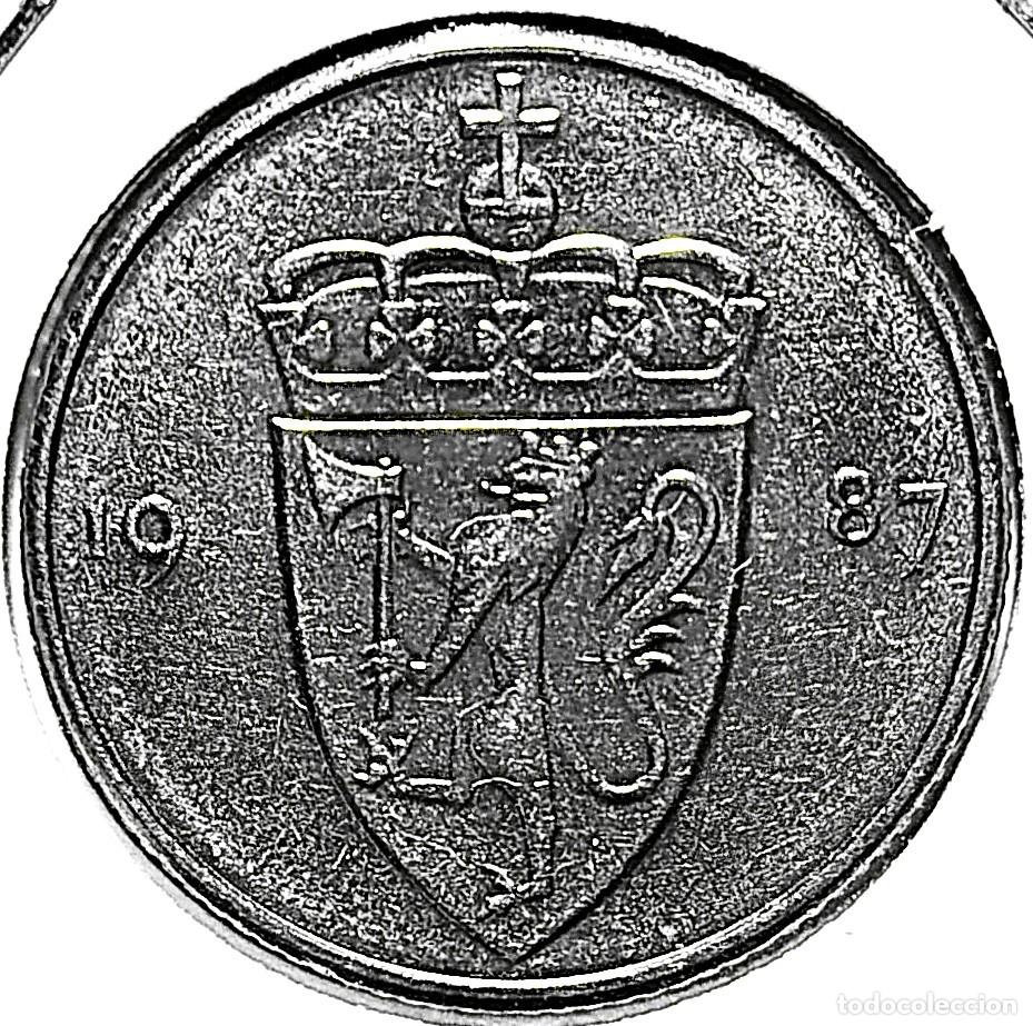 Monedas antiguas de Europa: NORUEGA (1958-1991) - 50 ORE 1987 - REY OLAF V - A - 4,80 GR. CUPRONIQUEL - DIAMETRO 22 mm - KM#418