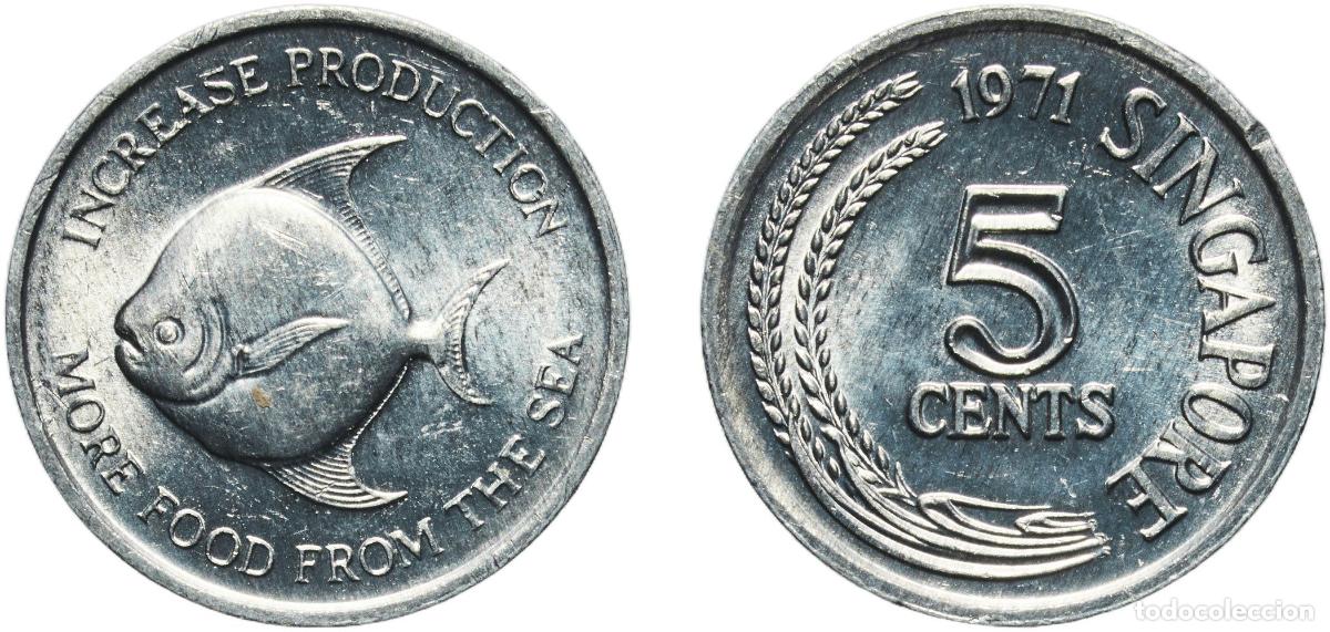 Monedas antiguas de Europa: Singapore Republic 1971 5 Cents (FAO) Aluminium (99.5% Aluminium) Singapore Mint (3049000) 1.24g UN