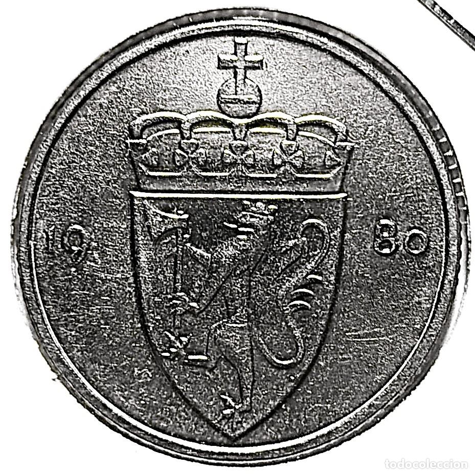 Monedas antiguas de Europa: NORUEGA (1958-1991) - 50 ORE 1980 - REY OLAF V - A - 4,80 GR. CUPRONIQUEL - DIAMETRO 22 mm - KM#418
