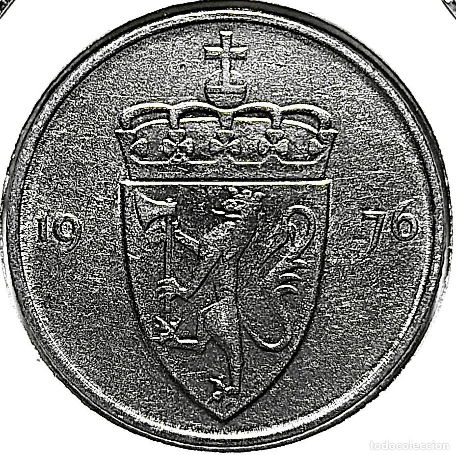 Monedas antiguas de Europa: NORUEGA (1958-1991) - 50 ORE 1976 - REY OLAF V - A - 4,80 GR. CUPRONIQUEL - DIAMETRO 22 mm - KM#418