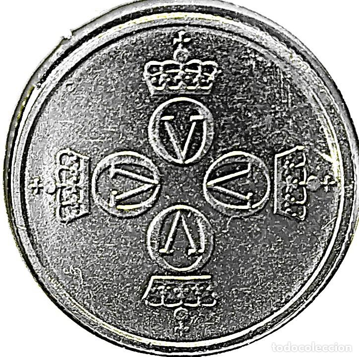 Monedas antiguas de Europa: NORUEGA (1958-1991) - 25 ORE 1980 - REY OLAF V - A - 2 GR. CUPRONIQUEL - DIAMETRO 17 mm - KM#417