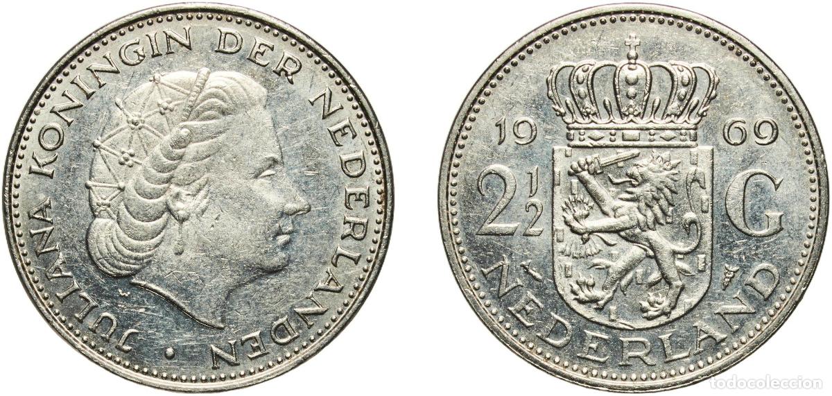 Monedas antiguas de Europa: Netherlands Kingdom 1969 2&frac12; Gulden - Juliana Nickel Utrecht Mint (1200000) 10g AU Sch 1112