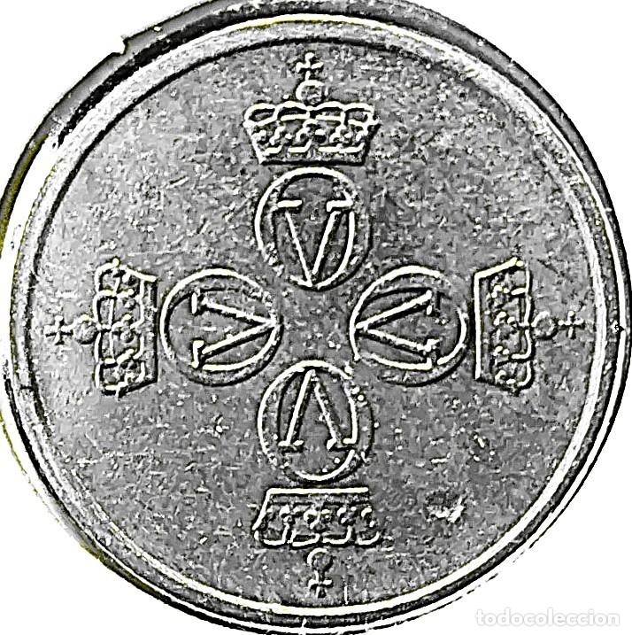 Monedas antiguas de Europa: NORUEGA (1958-1991) - 25 ORE 1974 - REY OLAF V - B - 2 GR. CUPRONIQUEL - DIAMETRO 17 mm - KM#417