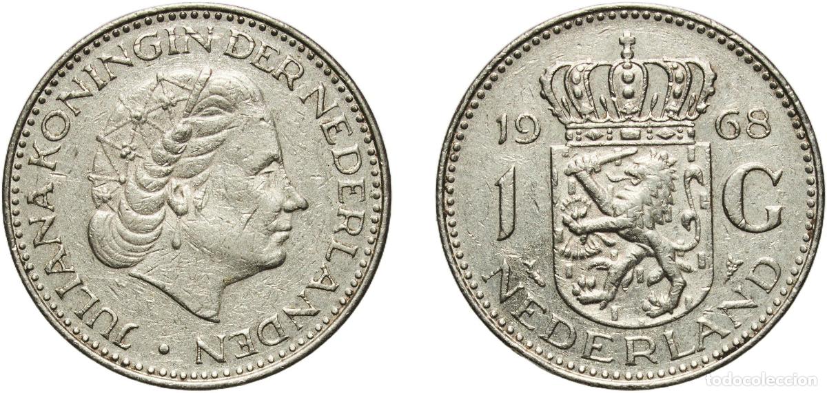 Monedas antiguas de Europa: Netherlands Kingdom 1968 1 Gulden - Juliana Nickel Utrecht Mint (61000000) 6g XF Sch 1121