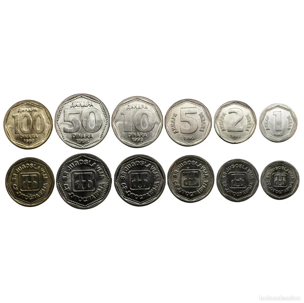 Monedas antiguas de Europa: Serie YUGOSLAVIA 1993 - 6 monedas - Yugoeslavia