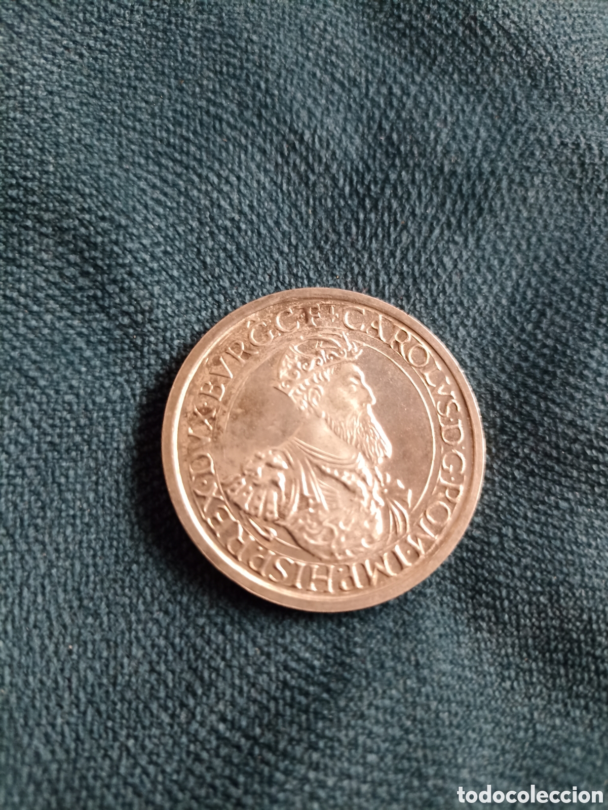 Monedas antiguas de Europa: Moneda de plata 5 ecu Carlos V. Belgica