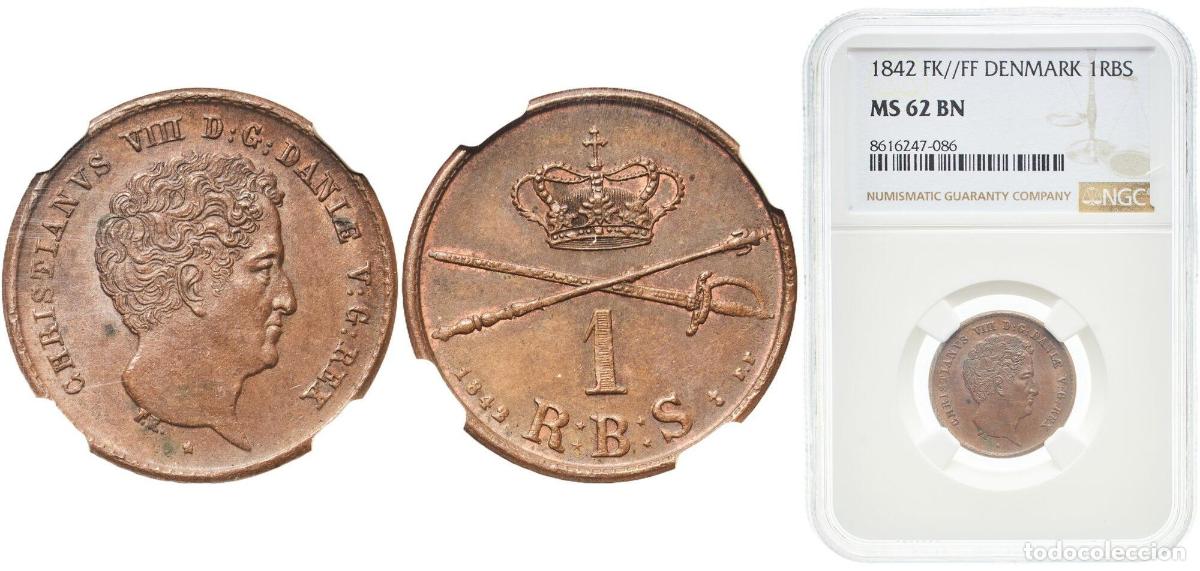 Monedas antiguas de Europa: Denmark Kingdom 1842 ♁ 1 Rigsbankskilling - Christian VIII Copper Altona, Schleswig-Holstein Mint 7