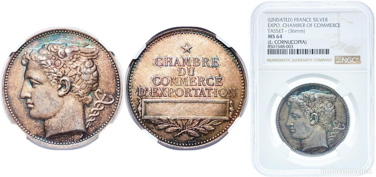 Monedas antiguas de Europa: France ND chambre syndicale du commerce d 'exportation Wonderful patina Silver (.950) 20.19g NGC MS