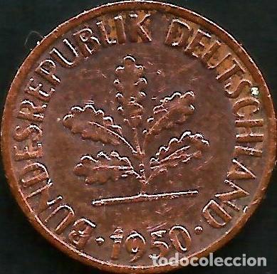 Monedas antiguas de Europa: ALEMANIA 1950 F - 1 PFENNIG - KM 105 - CIRCULADA