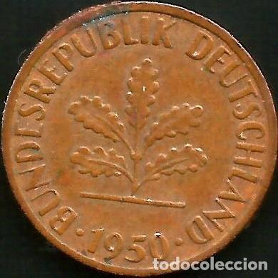 Monedas antiguas de Europa: ALEMANIA 1950 J - 1 PFENNIG - KM 105 - CIRCULADA