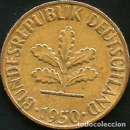 Monedas antiguas de Europa: ALEMANIA 1950 D - 5 PFENNIG - KM 107 - CIRCULADA