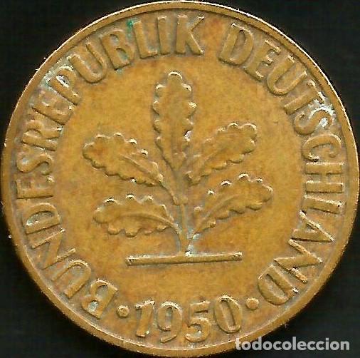 Monedas antiguas de Europa: ALEMANIA 1950 F - 10 PFENNIG - KM 108 - CIRCULADA