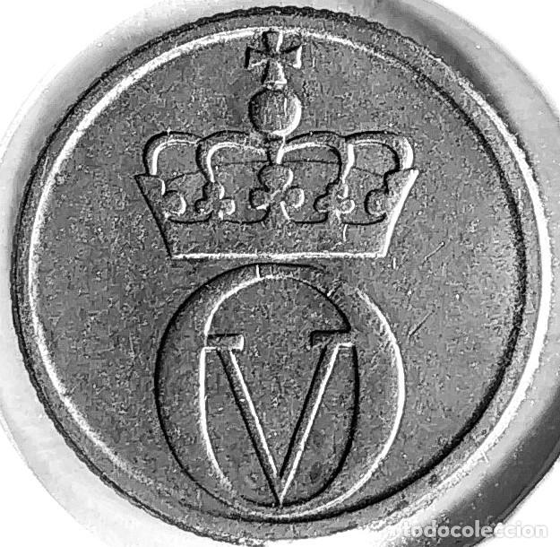 Monedas antiguas de Europa: NORUEGA (1958-1991) - 10 ORE 1963 - REY OLAF V - ABEJA - A - 1,50 GR. CUPRONIQUEL - DIAMETRO 15 mm