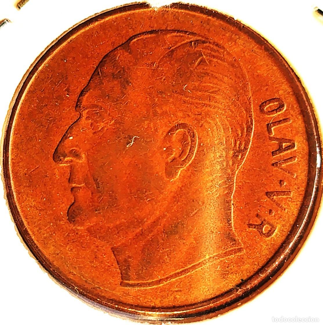 Monedas antiguas de Europa: NORUEGA (1958-1991) - 5 ORE 1960 - REY OLAF V - ALCE - A - 8 GR. BRONCE - DIAMETRO 27 mm - KM#405
