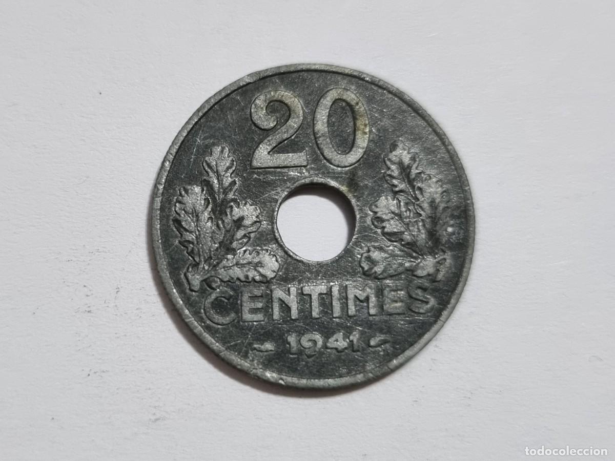 Monedas antiguas de Europa: Antigua Moneda Republica Francesa Francia 20 Centimos 1941 Coleccionista