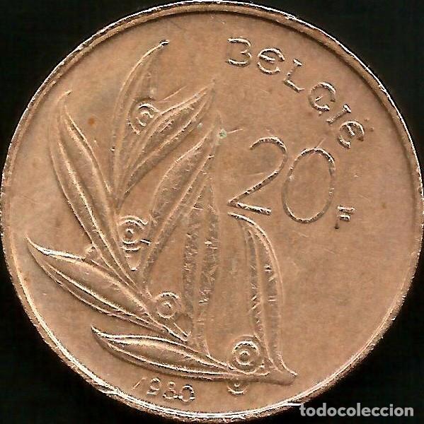 Monedas antiguas de Europa: BELGICA 1980 - 20 FRANCS - KM 160 - CIRCULADA