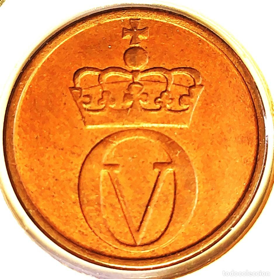 Monedas antiguas de Europa: NORUEGA (1958-1991) - 2 ORE 1963 - REY OLAF V - UROGALLO NEGRO - A - 4 GR. BRONCE - DIAMETRO 21 mm