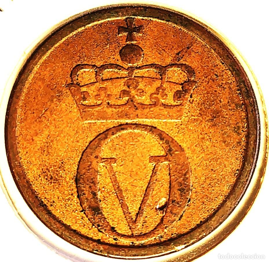 Monedas antiguas de Europa: NORUEGA (1958-1991) - 2 ORE 1961 - REY OLAF V - UROGALLO NEGRO - A - 4 GR. BRONCE - DIAMETRO 21 mm