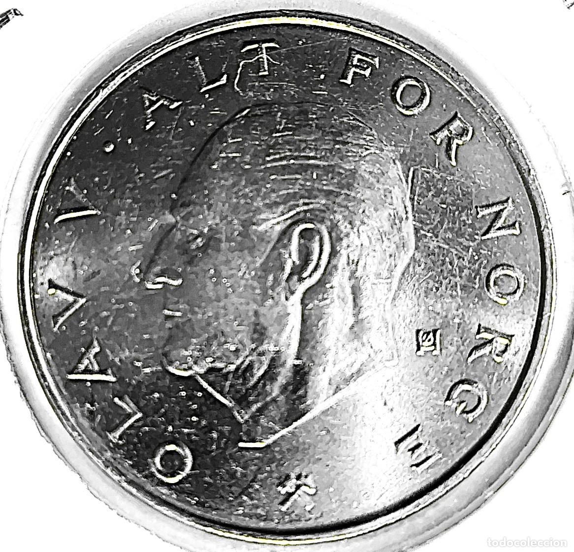 Monedas antiguas de Europa: NORUEGA (1958-1991) - 1 CORONA 1990 - REY OLAF V - A - 7 GR. COBRE-NICKEL - DIAMETRO 25 mm - KM#419