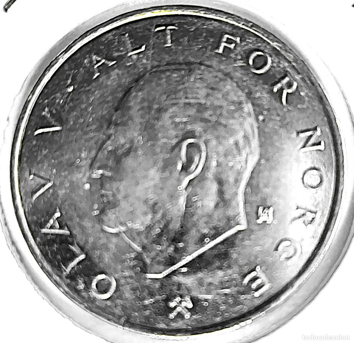Monedas antiguas de Europa: NORUEGA (1958-1991) - 1 CORONA 1989 - REY OLAF V - A - 7 GR. COBRE-NICKEL - DIAMETRO 25 mm - KM#419
