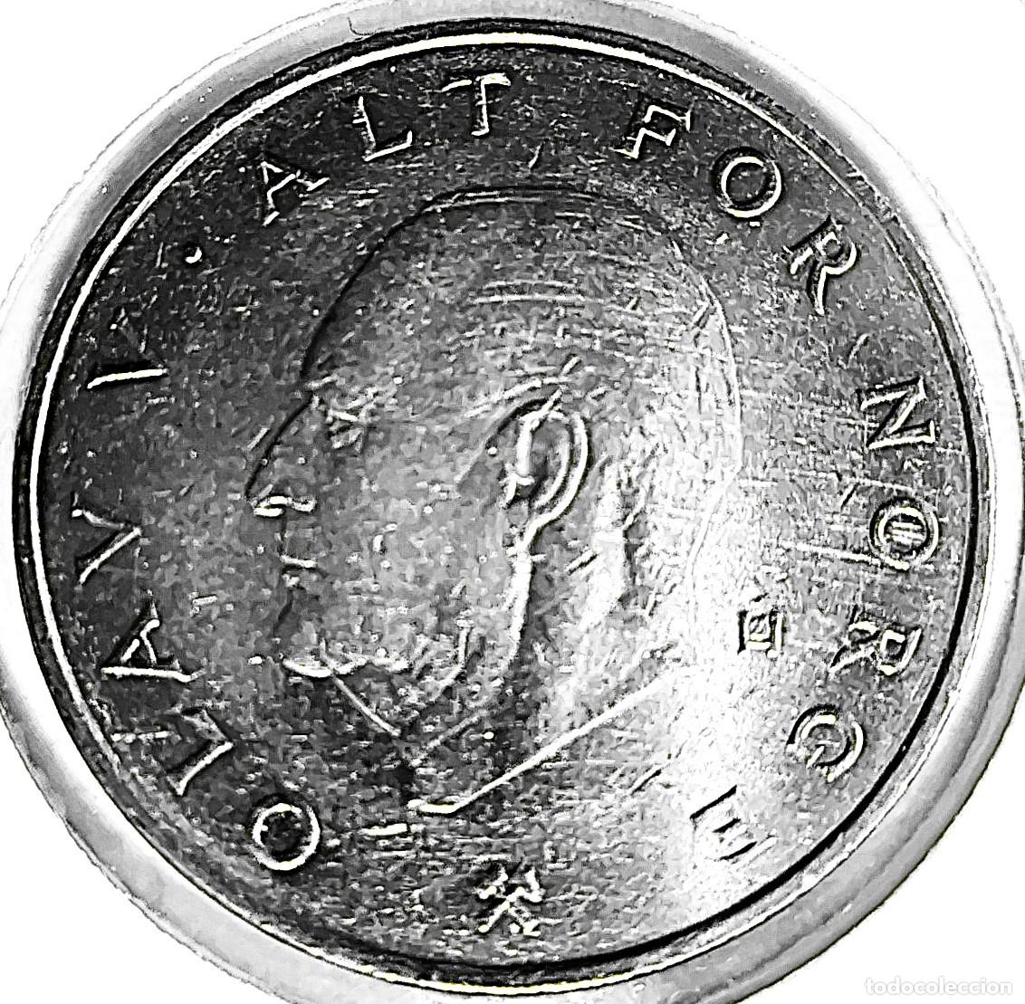 Monedas antiguas de Europa: NORUEGA (1958-1991) - 1 CORONA 1986 - REY OLAF V - A - 7 GR. COBRE-NICKEL - DIAMETRO 25 mm - KM#419