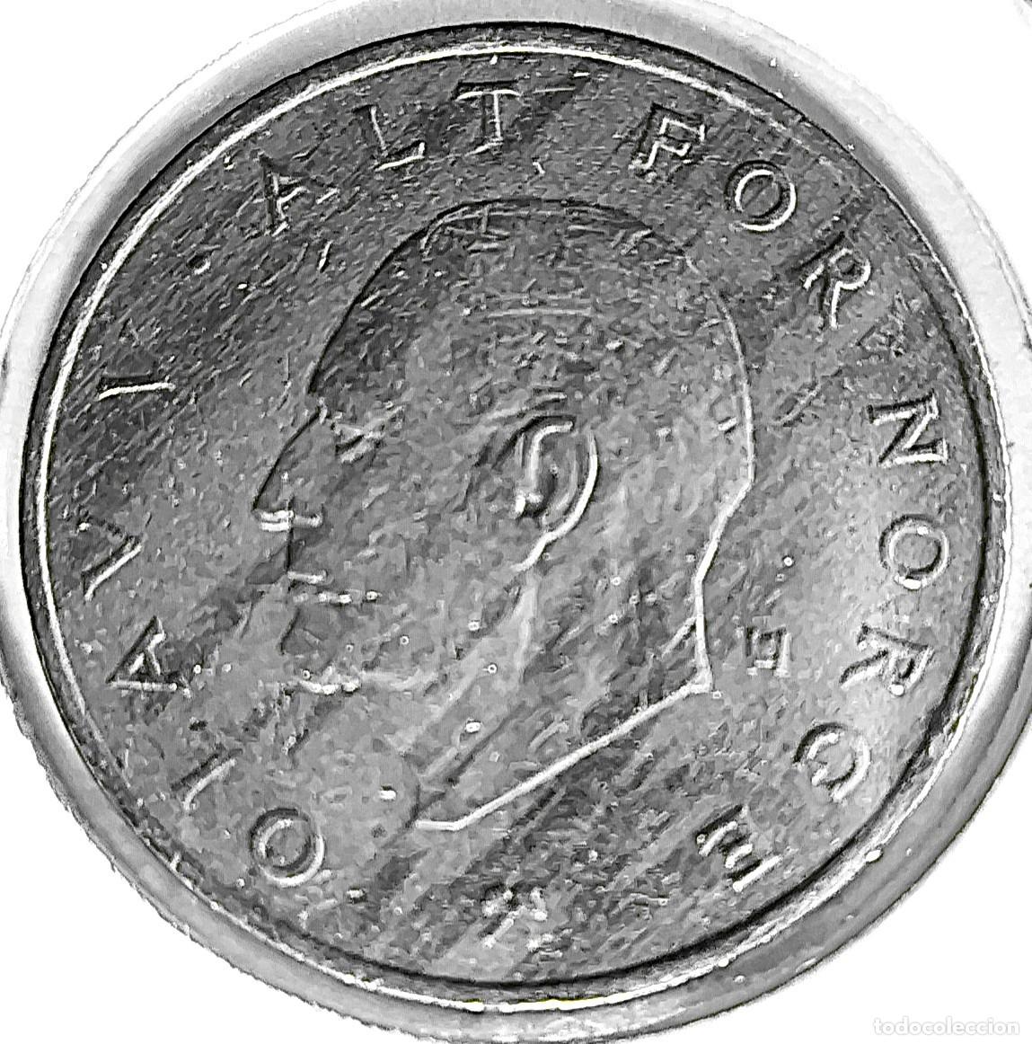 Monedas antiguas de Europa: NORUEGA (1958-1991) - 1 CORONA 1974 - REY OLAF V - A - 7 GR. COBRE-NICKEL - DIAMETRO 25 mm - KM#419