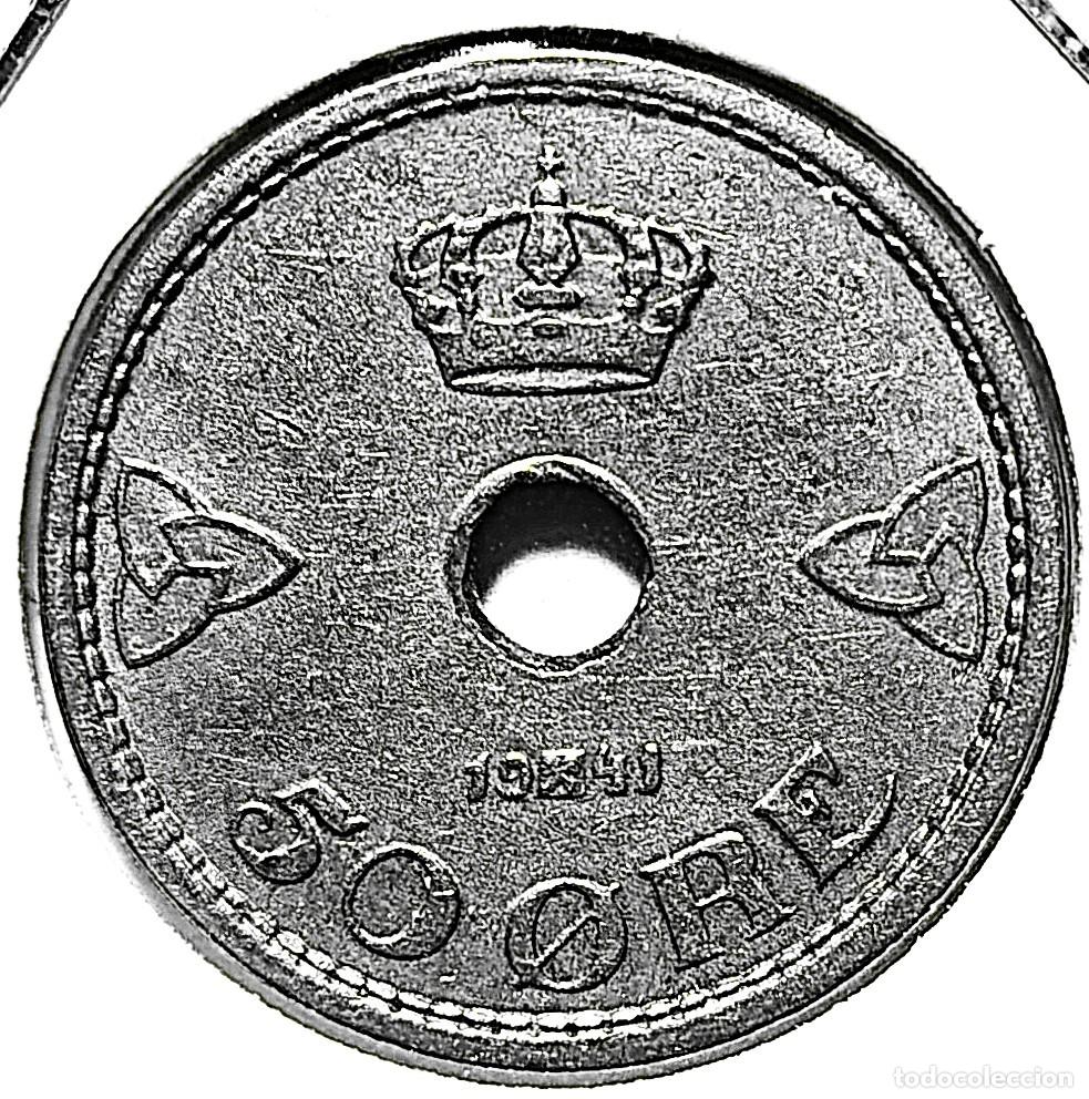 Monedas antiguas de Europa: NORUEGA (1906-1957) - 50 ORE 1941 - REY HAAKON VII - A - 4,80 GR. CUPRONIQUEL - DIAMETRO 22 mm