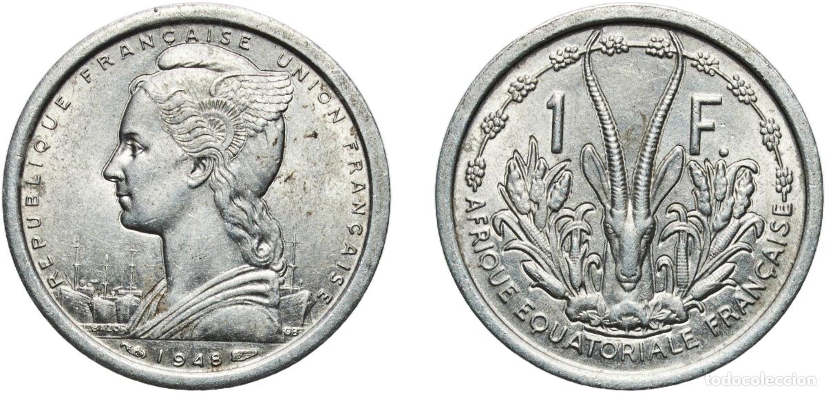 Monedas antiguas de Europa: Central African States French Equatorial Africa 1948 1 Franc Aluminium Paris Mint (15000000) 1.28g